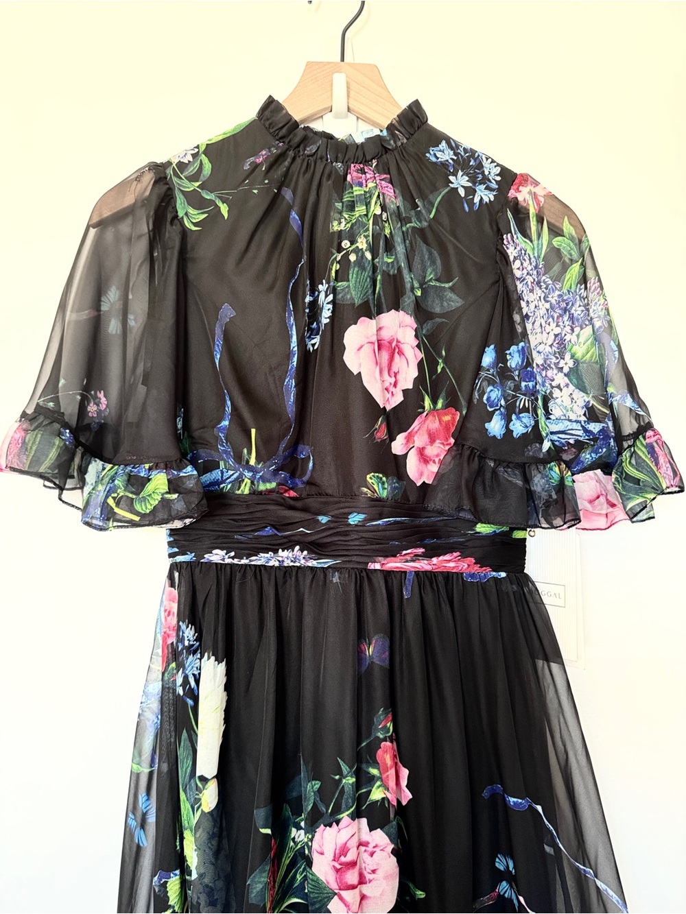Mac Duggal 68230 Ruffle Neck Floral Print Dress NWT sz 2 - Picture 6 of 14